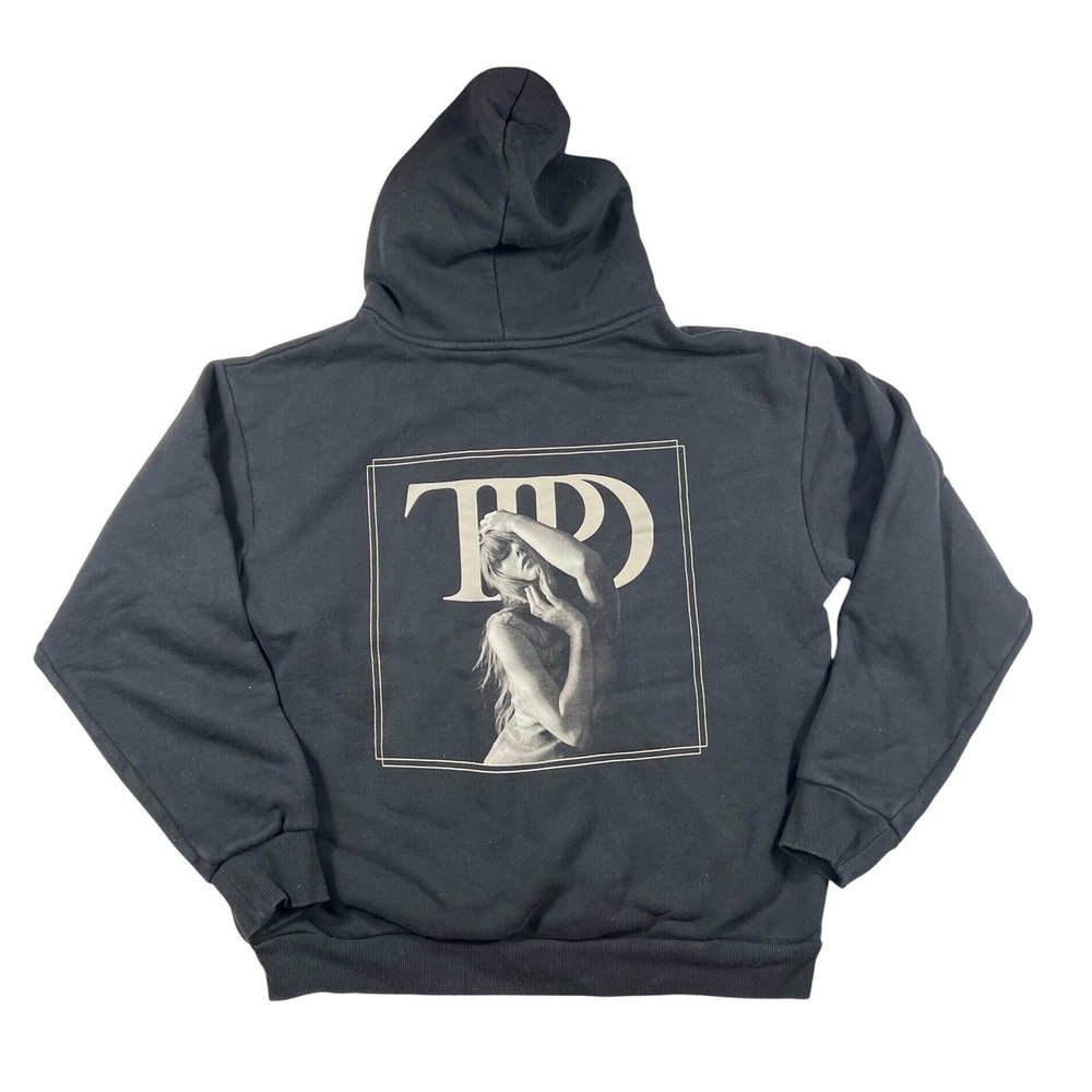 Taylor Swift The Tortured Poets Department TTPD Black Graphic Hoodie Large EUC